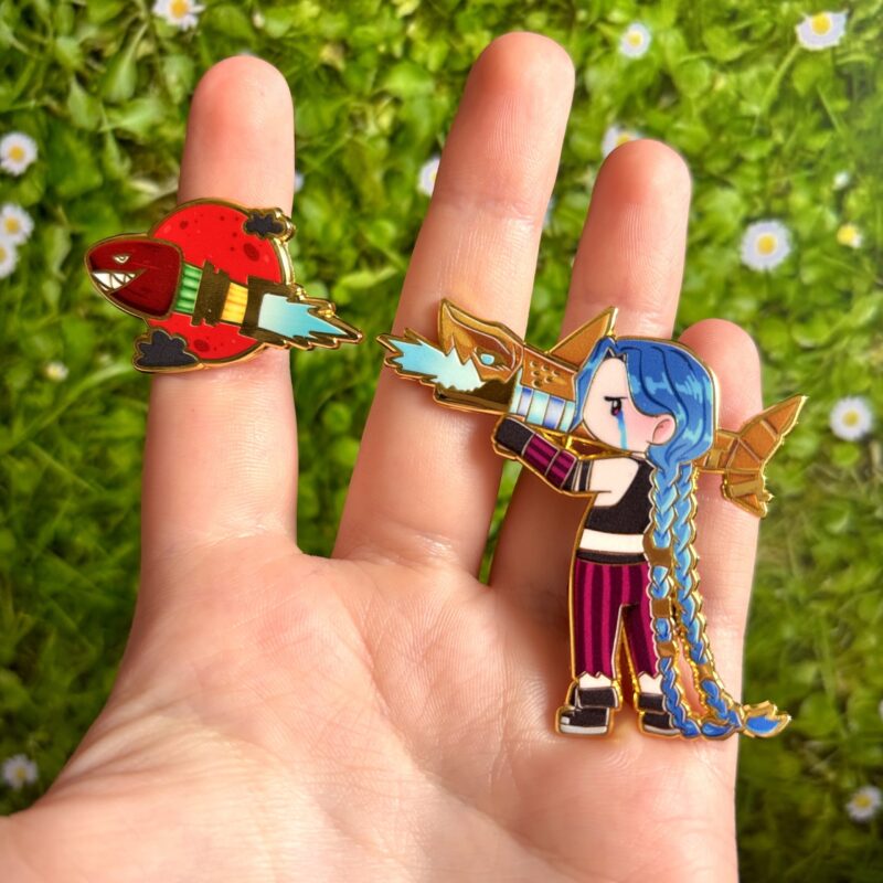 Przypinki Metalowe „Chibi Jinx & Rakieta” - Inspirowane Arcane