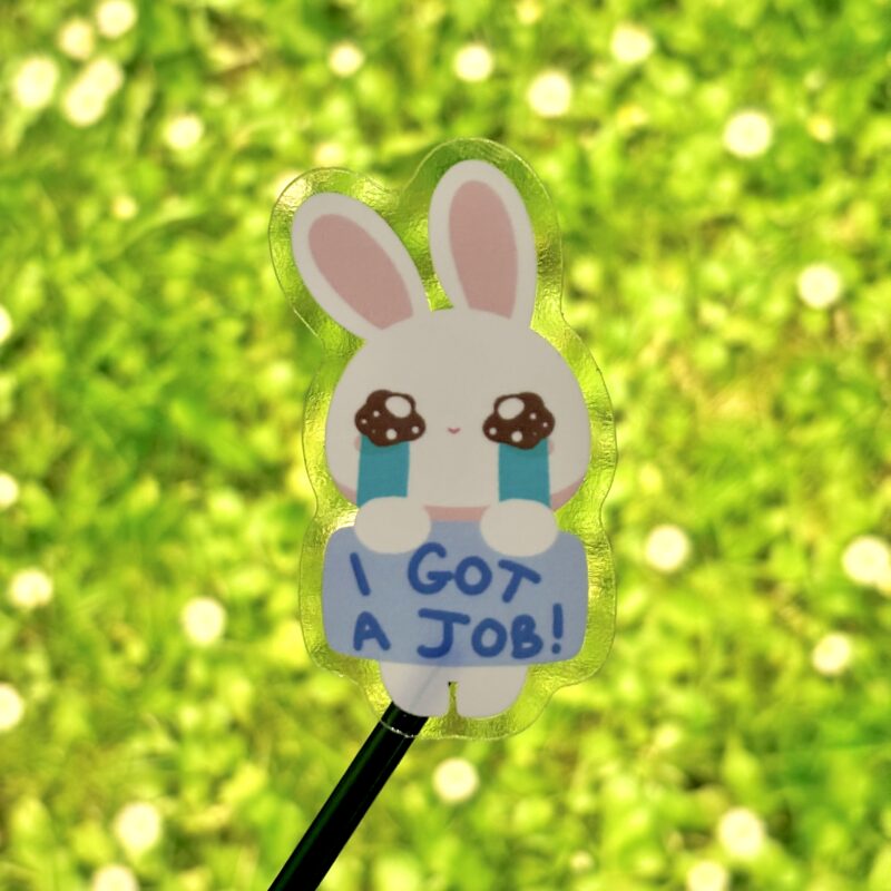 Naklejka Smutny Króliczek "I Got a Job"